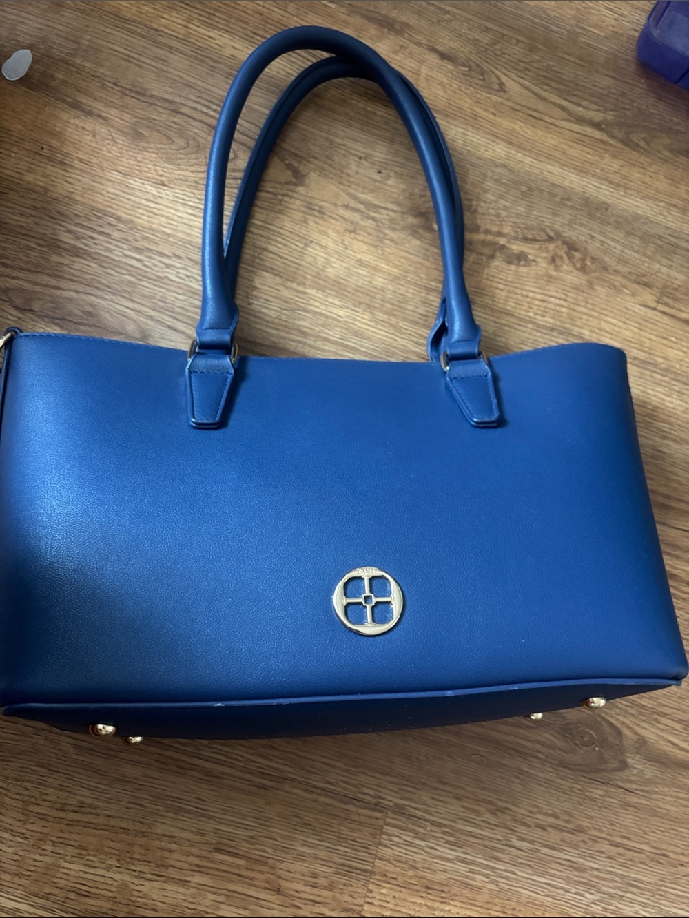 IMAN Royal Blue Tote with Gold Emblem